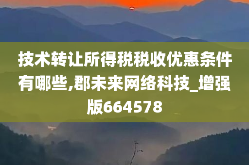 技术转让所得税税收优惠条件有哪些,郡未来网络科技_增强版664578