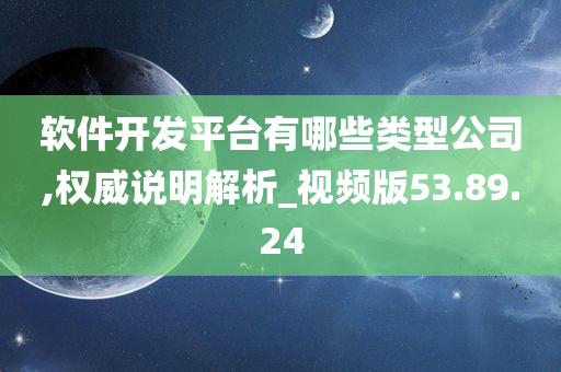 软件开发平台有哪些类型公司,权威说明解析_视频版53.89.24