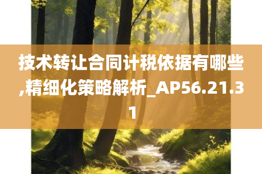 技术转让合同计税依据有哪些,精细化策略解析_AP56.21.31