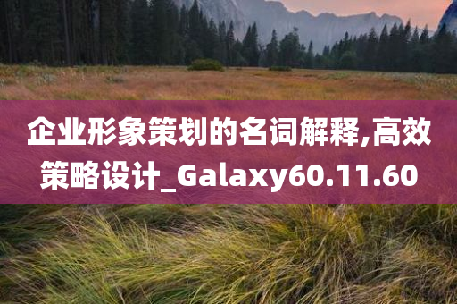 企业形象策划的名词解释,高效策略设计_Galaxy60.11.60