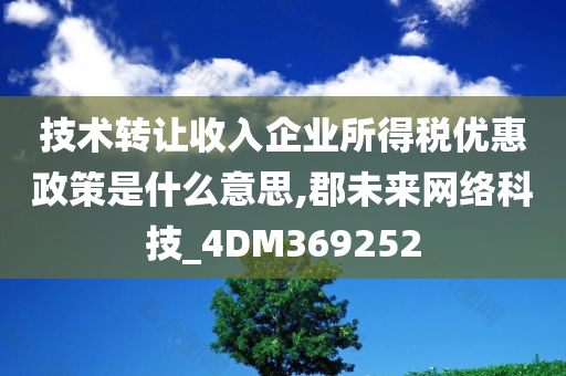 技术转让收入企业所得税优惠政策是什么意思,郡未来网络科技_4DM369252