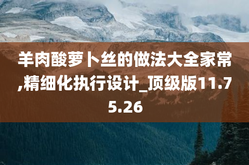 羊肉酸萝卜丝的做法大全家常,精细化执行设计_顶级版11.75.26