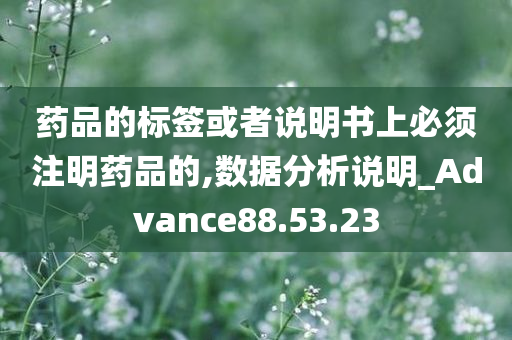 药品的标签或者说明书上必须注明药品的,数据分析说明_Advance88.53.23