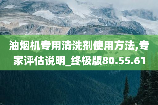 油烟机专用清洗剂使用方法,专家评估说明_终极版80.55.61