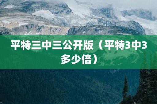 平特三中三公开版（平特3中3多少倍）