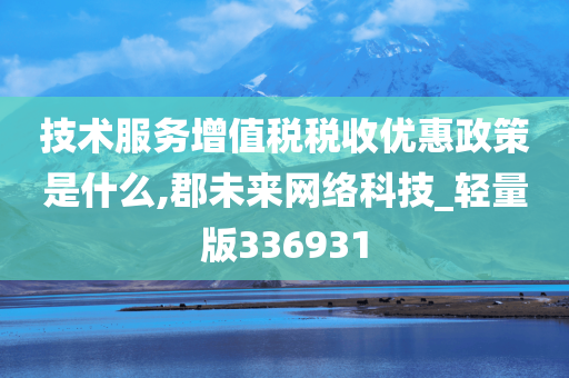 技术服务增值税税收优惠政策是什么,郡未来网络科技_轻量版336931