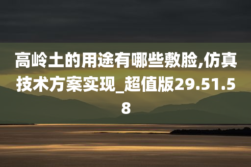 高岭土的用途有哪些敷脸,仿真技术方案实现_超值版29.51.58