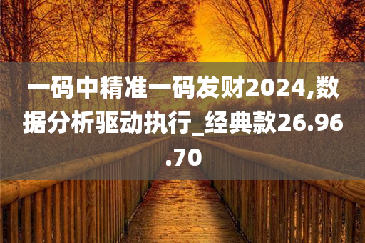 一码中精准一码发财2024,数据分析驱动执行_经典款26.96.70