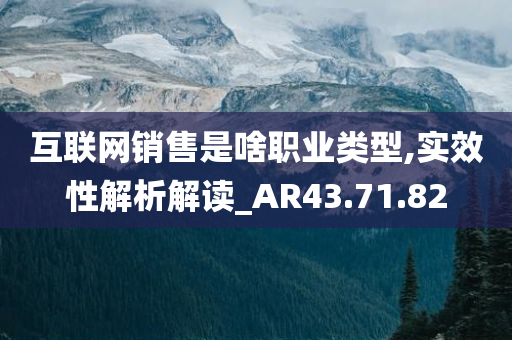 互联网销售是啥职业类型,实效性解析解读_AR43.71.82