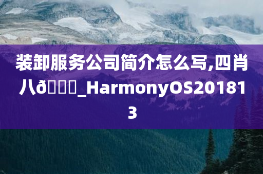 装卸服务公司简介怎么写,四肖八🐎_HarmonyOS201813