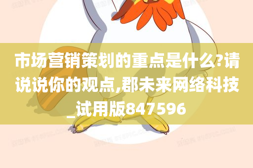 市场营销策划的重点是什么?请说说你的观点,郡未来网络科技_试用版847596