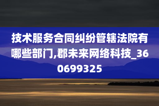 技术服务合同纠纷管辖法院有哪些部门,郡未来网络科技_360699325