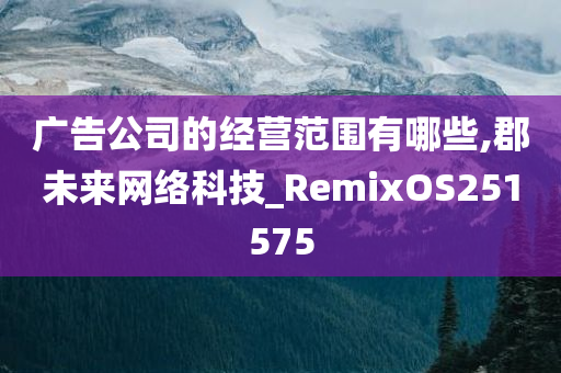 广告公司的经营范围有哪些,郡未来网络科技_RemixOS251575