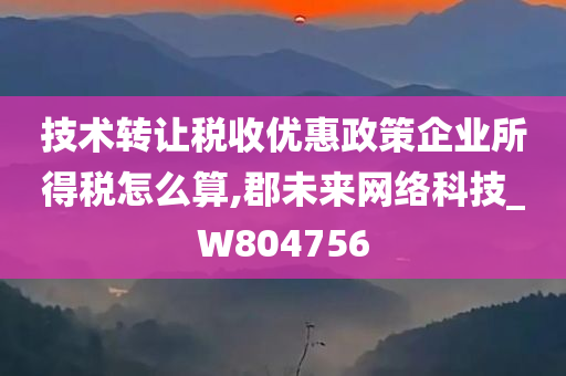 技术转让税收优惠政策企业所得税怎么算,郡未来网络科技_W804756