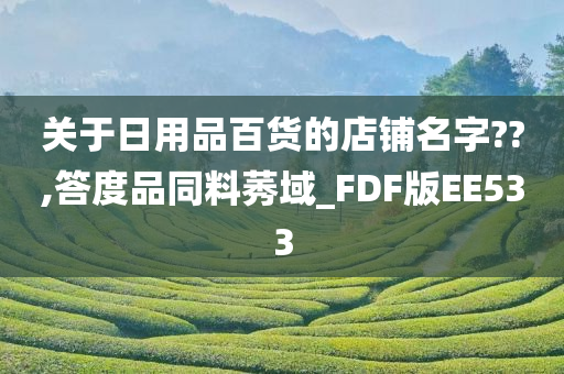 关于日用品百货的店铺名字??,答度品同料莠域_FDF版EE533