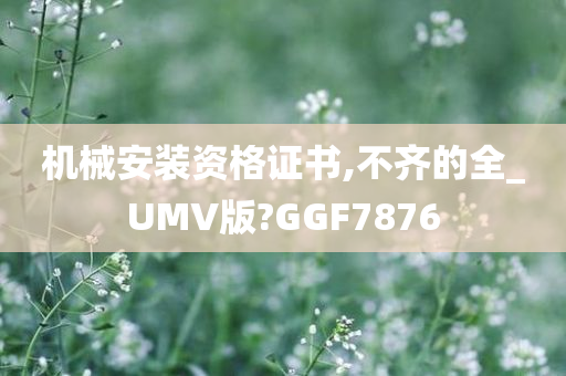 机械安装资格证书,不齐的全_UMV版?GGF7876