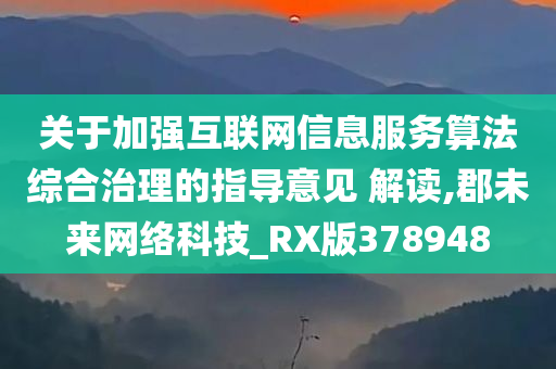 关于加强互联网信息服务算法综合治理的指导意见 解读,郡未来网络科技_RX版378948