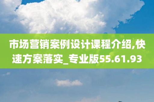 市场营销案例设计课程介绍,快速方案落实_专业版55.61.93