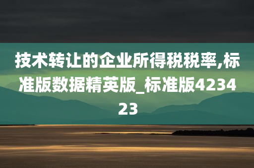 技术转让的企业所得税税率,标准版数据精英版_标准版423423